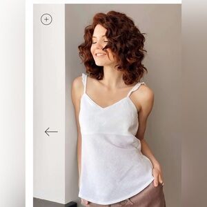 Black Ficus- 100% linen tank top- size small